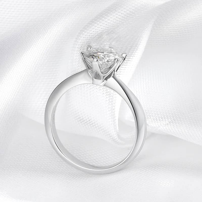 The Eternal Promise Solitaire – 0.5 to 10 Carat Brilliant Round Moissanite in Platinum-Plated Sterling Silver
